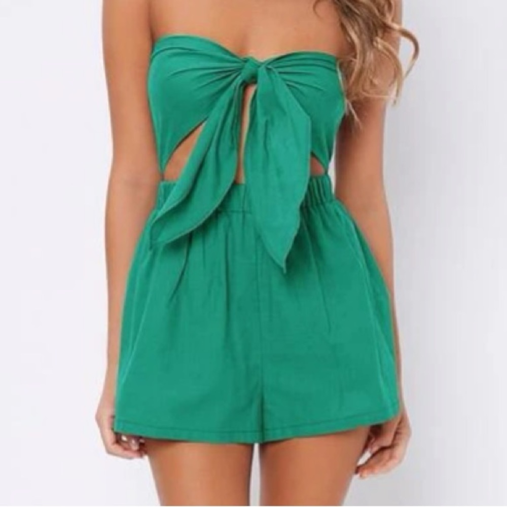 Matching Tie Front Tube Top & Wide Leg Shorts Set XS